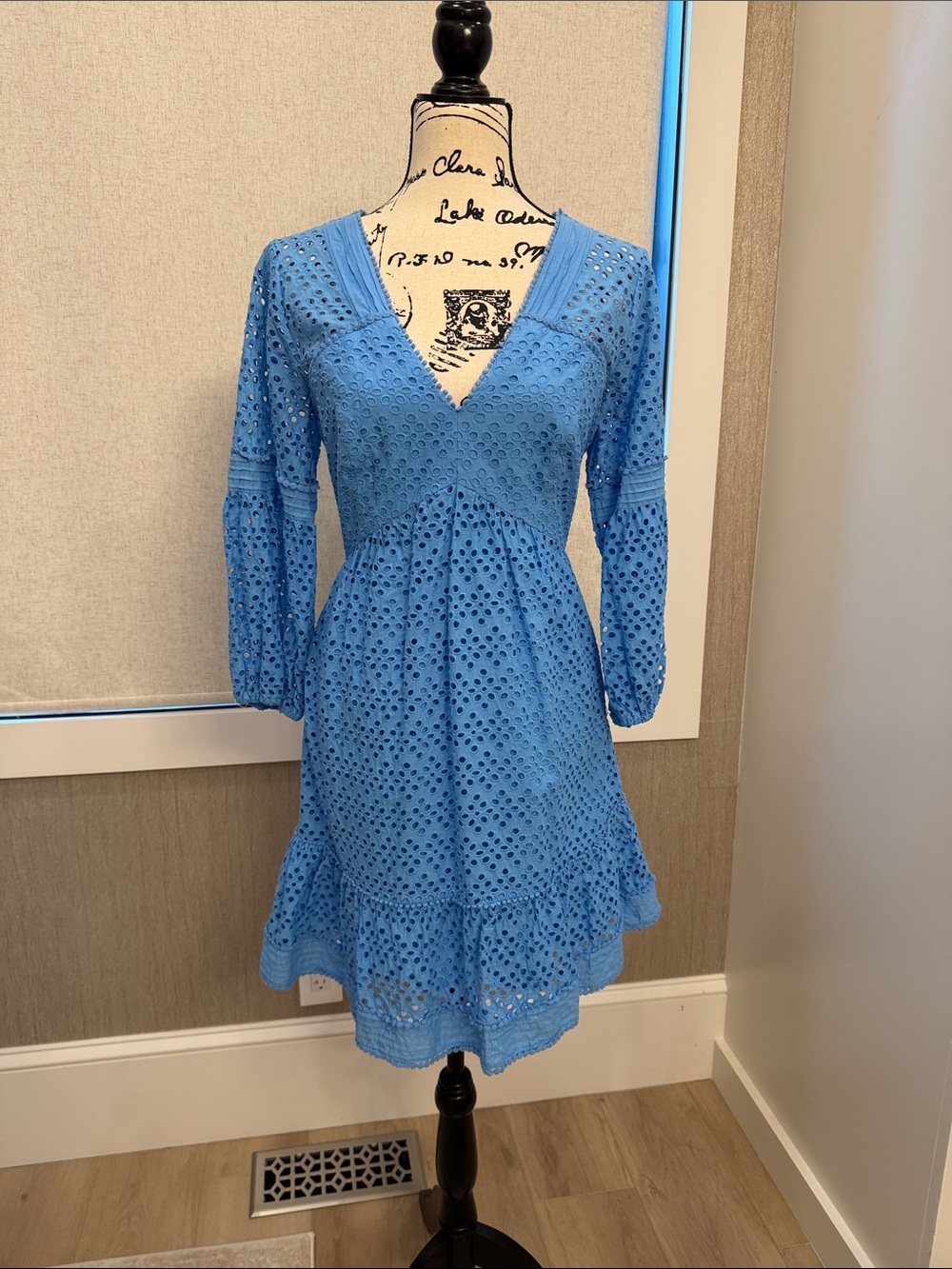 Lilly Pulitzer Sky Blue Eyelet V-Neck Mini Dress